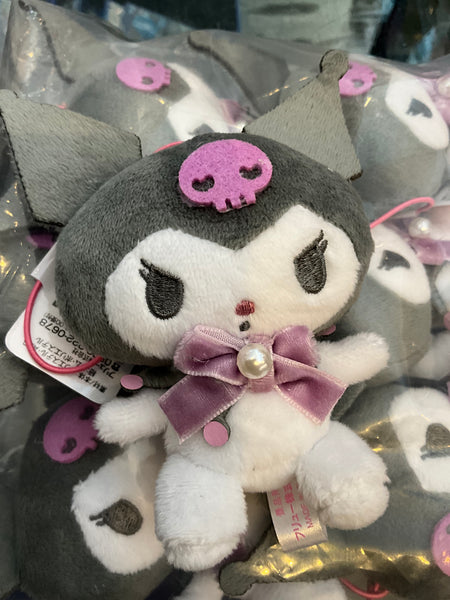 Sanrio Kuromi Light Purple Velvet Ribbon Small Plush Keychain (In-stock)