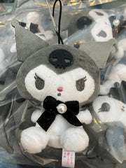 Sanrio Kuromi Black Velvet Ribbon Small Plush Keychain (In-stock)
