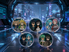 Sword Art Online Characters Plastic Badge 5 Pieces Set (In-stock)