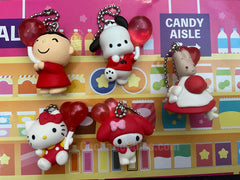 Sanrio Characters with Red Balloons Small Figure Keychain 5 Pieces Set (In-stock)