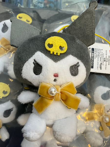 Sanrio Kuromi Yellow Velvet Ribbon Small Plush Keychain (In-stock)