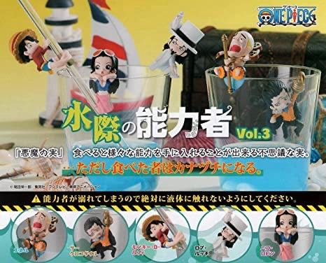 One Piece Mizu Mizu no Mi Character Cup Hanger Figure Vol.3 5 Pieces Set (In-stock)